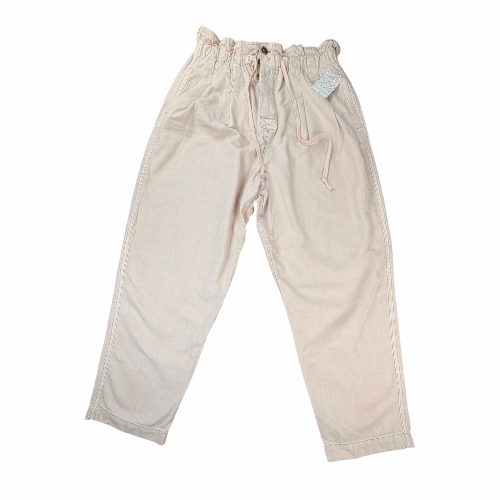 NWOT Free People Women’s  Blush Pink  Margate Paperbag Pleated Trouser Large - Picture 2 of 8